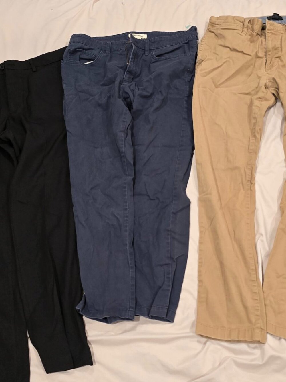 Men's Pants Lot of 3 - Black Dress Pants, Navy Chinos, Khaki Chinos (30x30, 31x2